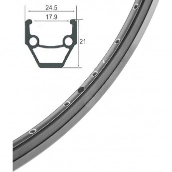 Обод 26" HLQC-02AB 14Gх36Н двойной фрезерованный пистонированный, черный