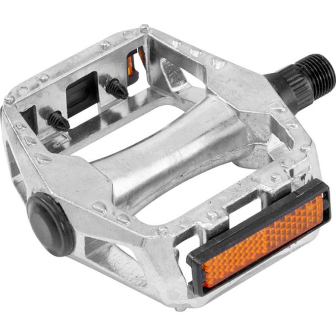 Педали BLF-B11 ось 9/16" со светоотражателями, алюминиевые серебристые 360110