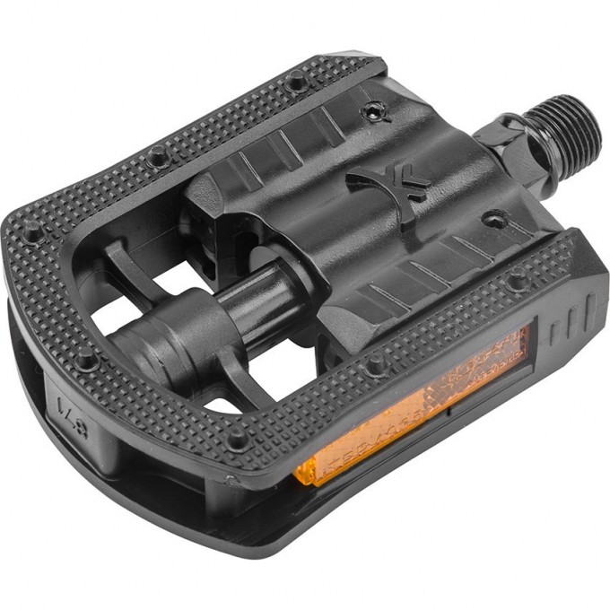 Педали FP-871, ось 9/16", складные, со светоотражателями, пластиковые чёрные 360139