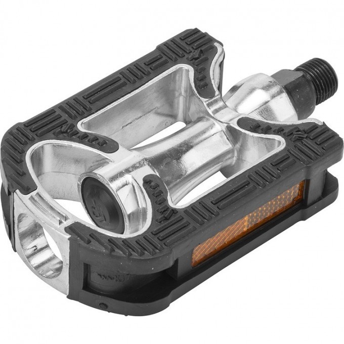 Педали FP-910 Feimin, ось 9/16" со светоотражателями, алюминий/пластик, чёрно-серебристые 360087